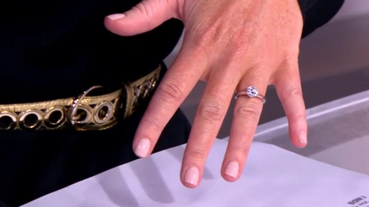 Samantha Armytage shows off her engagement ring on Sunrise.