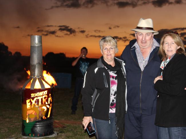 Annette and Wayne Green and Rhonda McMahon enjoy their evening at the Killarney Bonfire and Fire Drum Night on Saturday, July 27, 2013. Photo: John Towells / Warwick Daily News