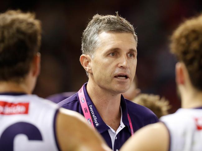 Fremantle supremo Justin Longmuir didn’t quite see eye-to-eye with Rutten. (Photo by Michael Willson/AFL Photos via Getty Images)