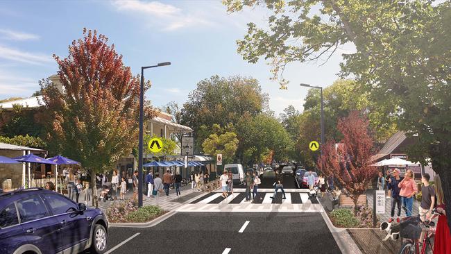 An artist impression of a new predestrian crossing set to be part og the Hahndorf Township Improvement and Access Upgrade Project.