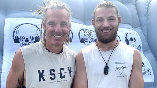 Blair Grice and Charles Jowsey run the Silent Disco at the Rockhampton Markets