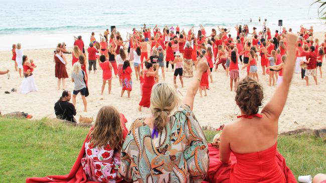 Attendees at a previous V Day event in Byron Bay. Photo Veda Dante / Byron Shire News