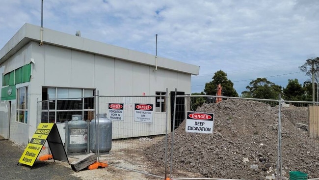 Work is continuing on the new petrol station at Strahan. Picture: Supplied.