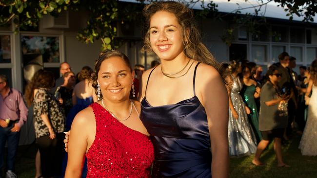 Kathleen Matheson and Chloe Curtis at the Bowen State High School Year 12 Formal held on Friday, November 18, 2022.