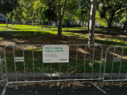 Harmony Park in Surry Hills has been fenced off after a dangerous form of asbestos was detected in recycled mulch.