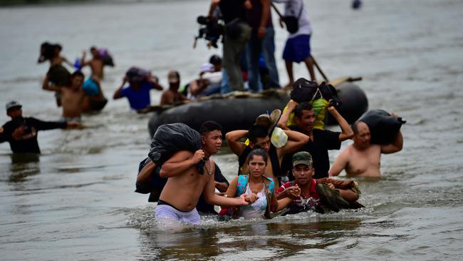 Honduran migrants arrived in Mexico after crossing the Suchiate River from Guatemala. Picture: AFP