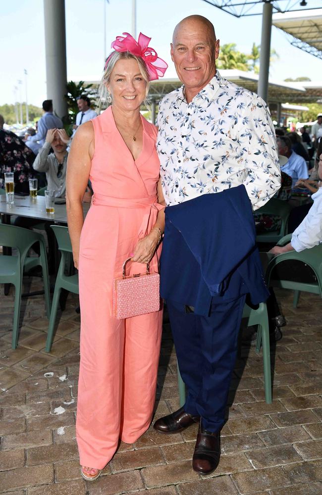 Fiona Pelly and Neil Grimshaw out and about at Corbould Park for the Melbourne Cup Race Day in Caloundra. Picture: Patrick Woods.