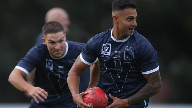 Kye Declase training with the VFL state team in April. Photo: Daniel Pockett/AFL Photos/via Getty Images