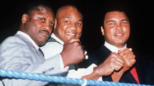 Joe Frazier, George Foreman and Muhammad Ali.