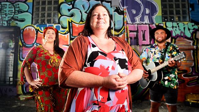 Arts Queensland have announced The stART Grant Program to support independent creative practitioners. Belly Dance Collective's Cara Griffin, NQ RASN Coordinator Madonna Davies and Up To You band member Ben Henaway. Picture: Alix Sweeney