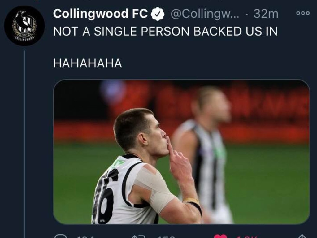 Charlie Cameron was a fan of the Pies' tweet