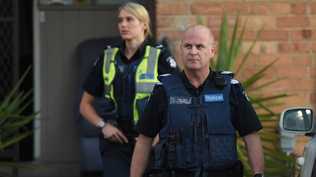 Police on the scene at the Pert St Heidelberg West home. Picture: Chris Eastman