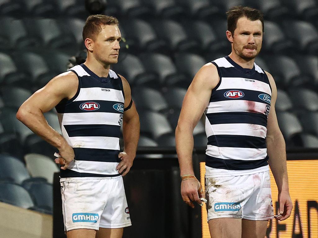 Do Selwood and Dangerfield have enough in the legs to power the Cats to a premiership? Picture: Michael Klein