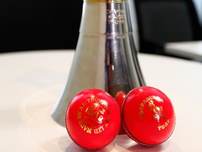 The Kookaburra pink balls to be used in the first day-night Test.