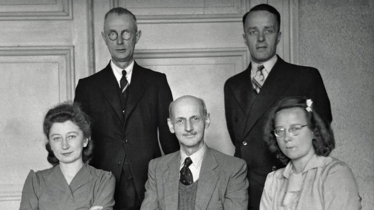 Otto Frank (middle) pictured with some of the men and women who helped he and his family while they were in hiding. Picture: Anne Frank Museum