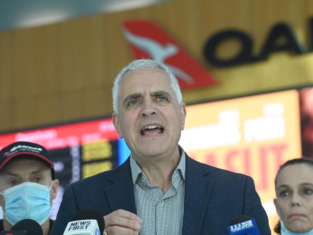 TWU national secretary Michael Kaine has blamed much of the recent airport chaos on Qantas’ outsourcing decision. Picture: NCA NewsWire / Jeremy Piper