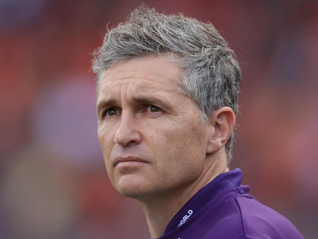 SYDNEY, AUSTRALIA – AUGUST 17: Justin Longmuir, Senior Coach of the Dockers looks on during the round 23 AFL match between Greater Western Sydney Giants and Fremantle Dockers at ENGIE Stadium on August 17, 2024 in Sydney, Australia. (Photo by Jason McCawley/AFL Photos/via Getty Images)