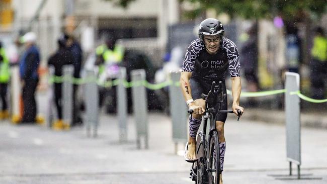 Triathlete Harrison Wiles starts cycling leg of the Ironman 70.3 Tasmania in Hobart on Sunday 4th February. Picture: Linda Higginson