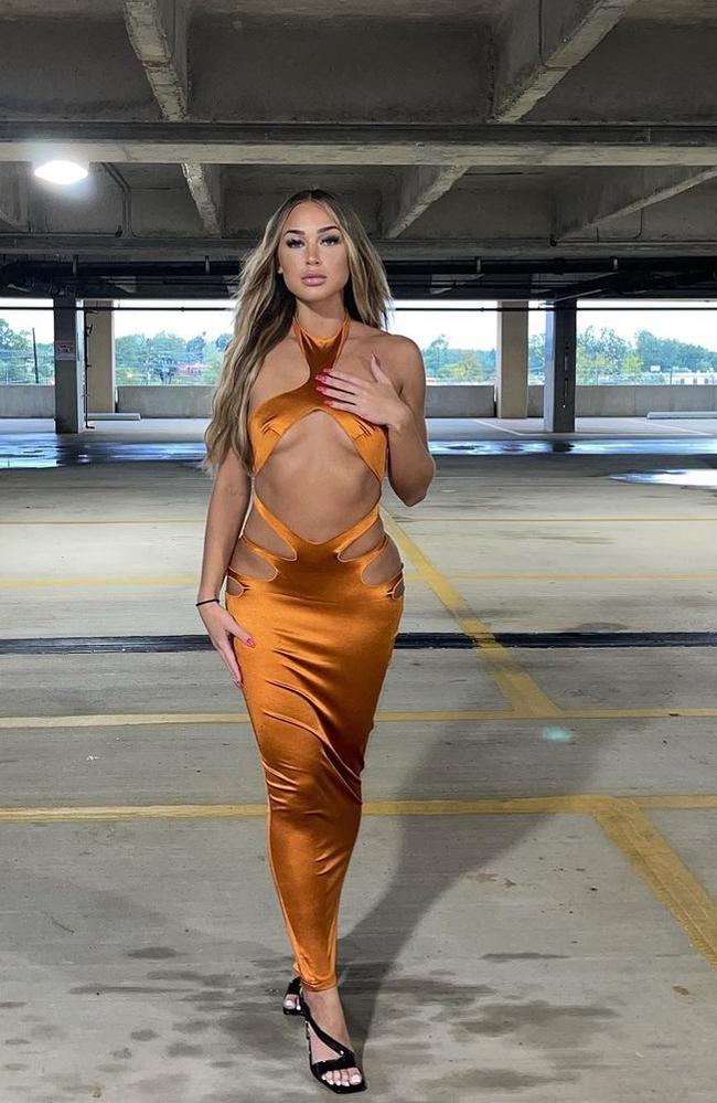 An influencer has shared the ‘ridiculous’ detail in her sexy, cut out dress. Picture: Instagram/thisisnikki_