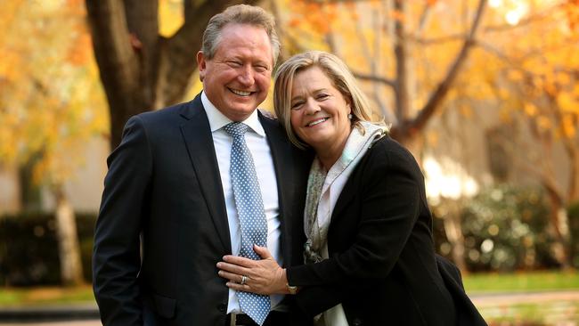 Andrew and Nicola Forrest at Parliament House in Canberra. Picture: Kym Smith