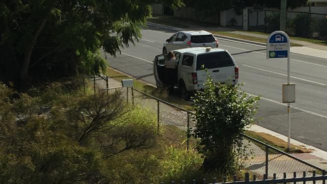 An RSPCA officer arrives at the Marsden address where an emaciated dog was surrendered for care today.