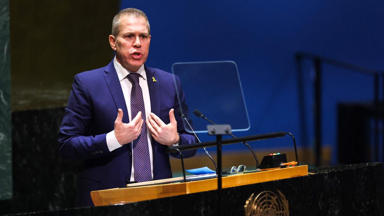 Israeli Ambassador to the United Nations Gilad Erdan reacted angrily to the resolution. Picture: Charly Triballeau / AFP