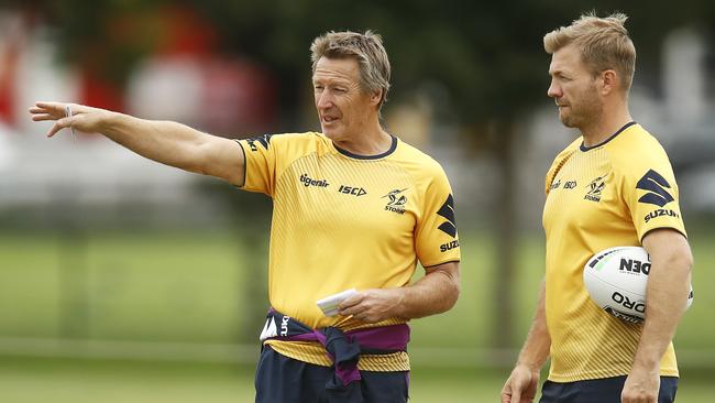 Storm head coach Craig Bellamy and assistant Ryan Hinchcliffe will both take pay cuts amid the coronavirus crisis. Picture: Getty Images.