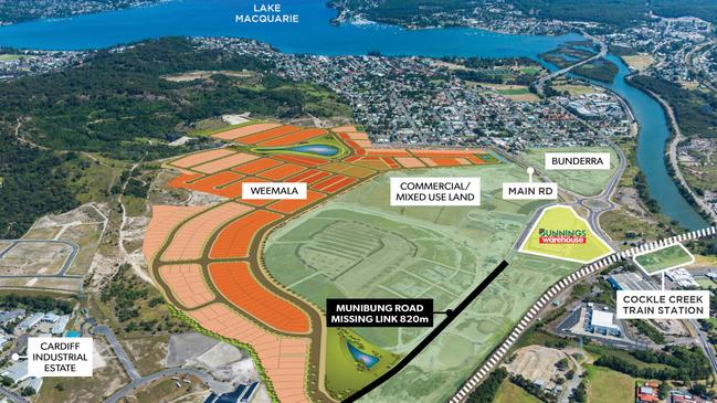 Boolaroo site, labelled as commercial/mixed use land, area of development at former Pasminco lead and smelter site