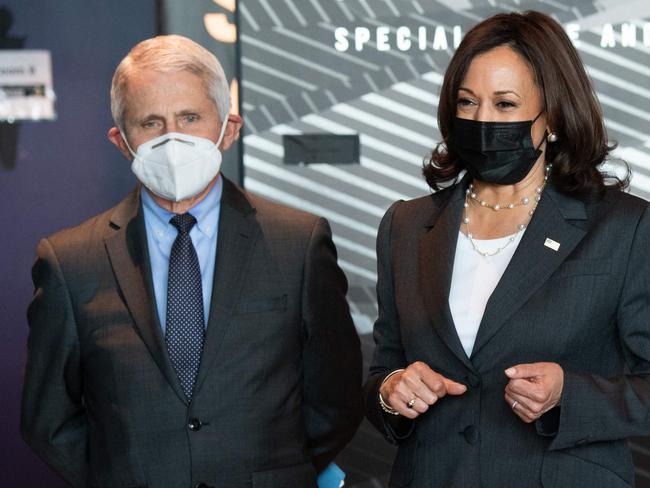 Dr Anthony Fauci with US Vice President Kamala Harris. Picture: Saul Loeb / AFP