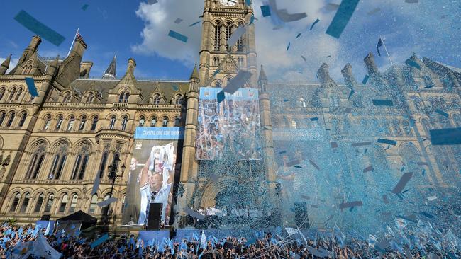 Wonderful scenes outside Manchester Town Hall.