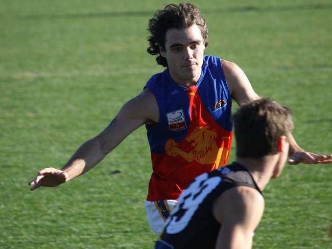 Alistair Tilyard looks to lay a tackle for Mulgrave in the Eastern Football League (EFL). Picture: Ashlee Bieniak