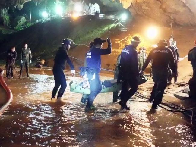 It took 2000 people and a whole lot of planning, good fortune and goodwill to rescue the boys from the flooded cave. Picture: Thai Navy SEALS/Facebook.