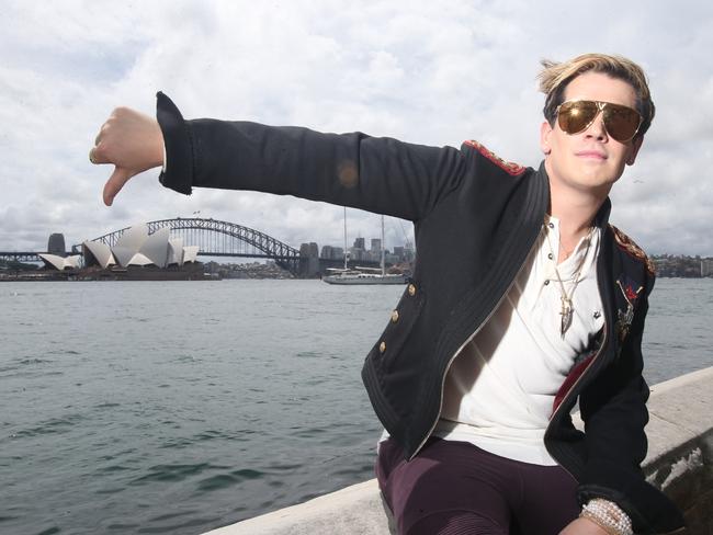 Milo Yiannopoulos is ready to offend Australia, he said, starting by describing the Opera House as a “carbuncle masquerading as an architectural masterpiece”. Picture: Nathan Richter