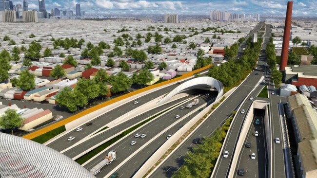 An artist’s impression of the East West Link. Picture: Supplied