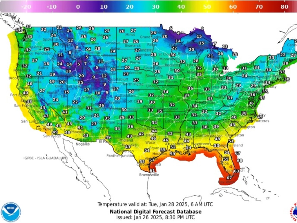 Large parts of the US have been hit by extreme winter conditions. Picture: National Weather Service