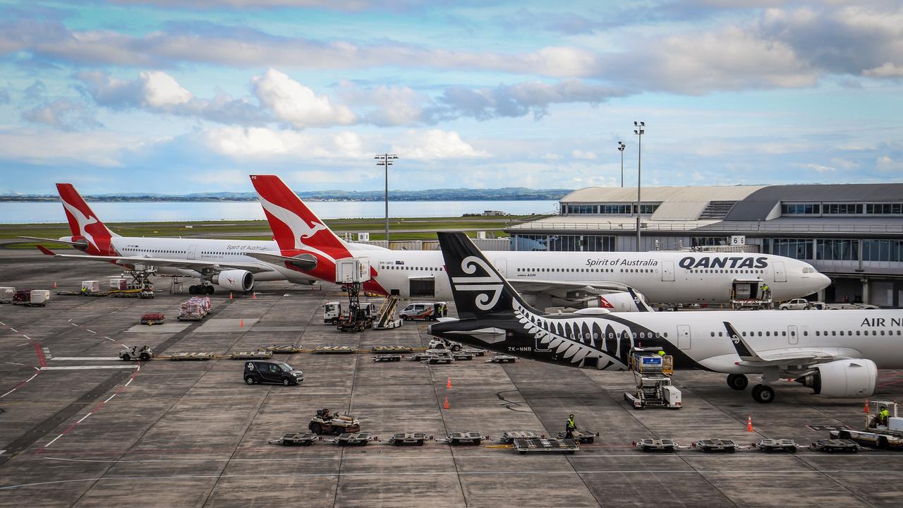 Flights lined up at Auckland Airport. Picture: James D. Morgan/Getty Images