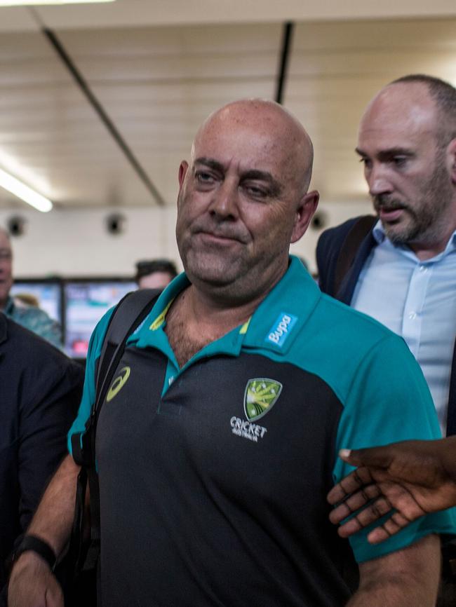 Coach Darren Lehmann arriving in Johannesburg looking worse for wear. Picture: Themba Hadebe