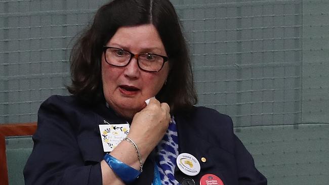 Leonie Sheedy during the National Apology to Victims and Survivors of Institutional Child Sexual Abuse in the House of Representatives Chamber in Parliament House, Canberra. Picture Kym Smith