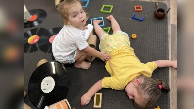 Maddy appeared to be patting her sister Rhylee. Photo: supplied