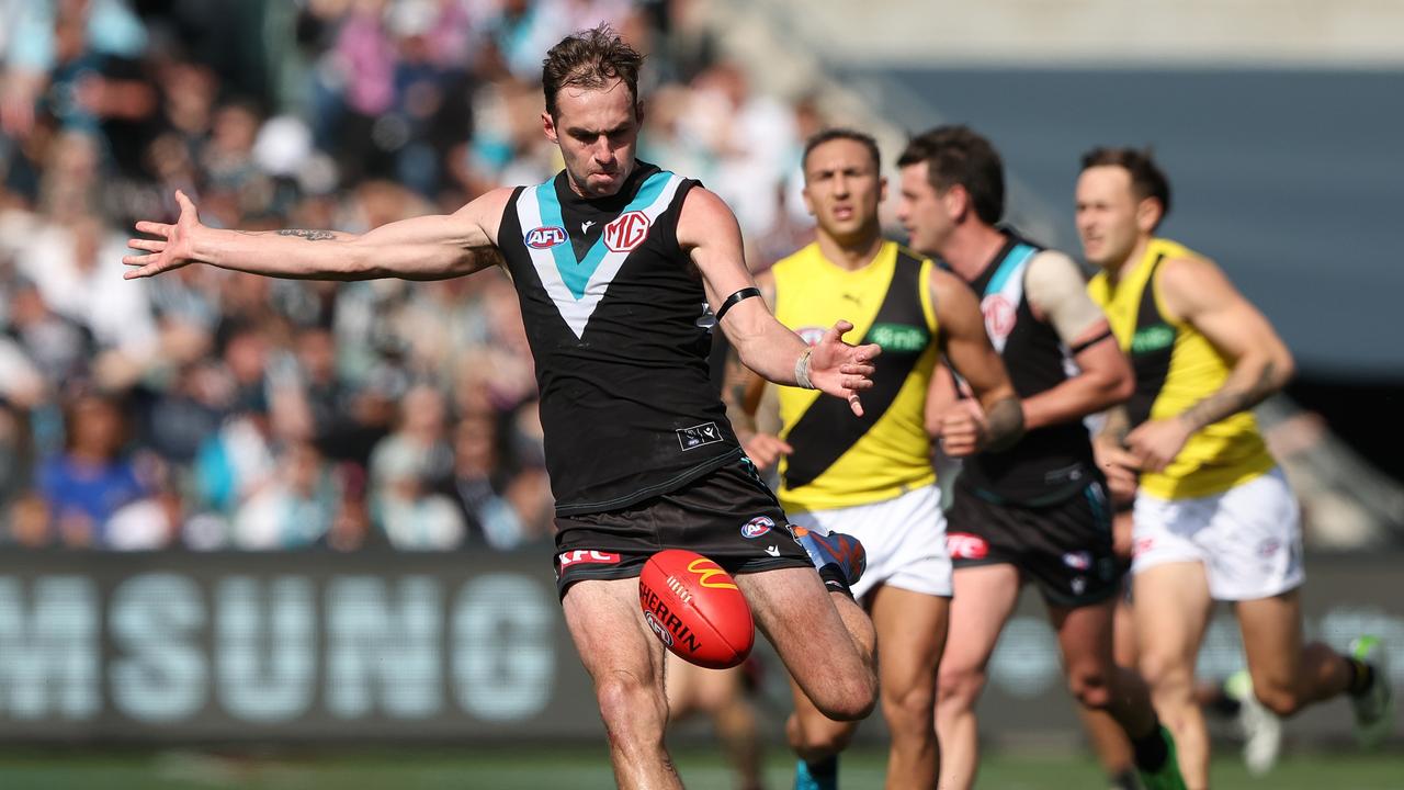 What is the Power’s best ruck setup? (Photo by Sarah Reed/AFL Photos via Getty Images)