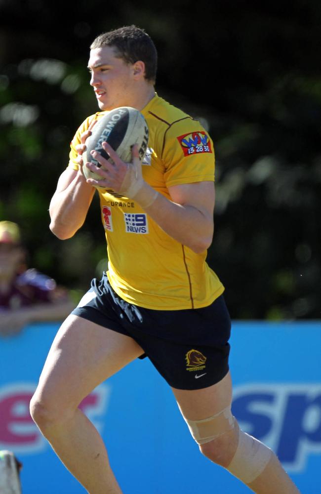 Corey Oates training with the Broncos in 2012. Picture: Nathan Richter