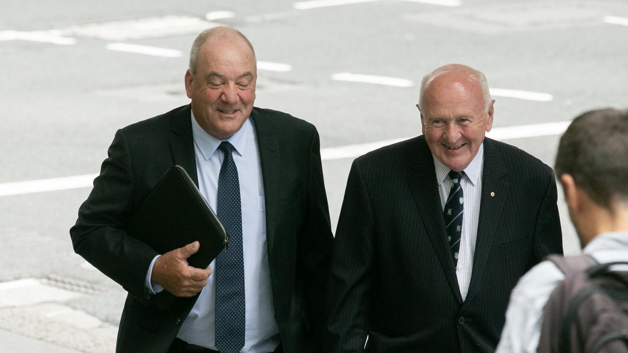 Mr Maguire (left) with his lawyer Jim Harrowell AM at his last appearance. Picture: NCA NewsWire / Brendan Read