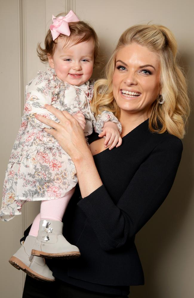 Erin Molan and her one-year-old daughter Eliza. Picture: Jonathan Ng