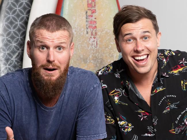 ***STRICT EMBARGO FOR THUR FEB 13 2020***Gold Coast surfer boys Milo and Nic will join the cast of Gogglebox Australia. Picture: Supplied/Foxtel