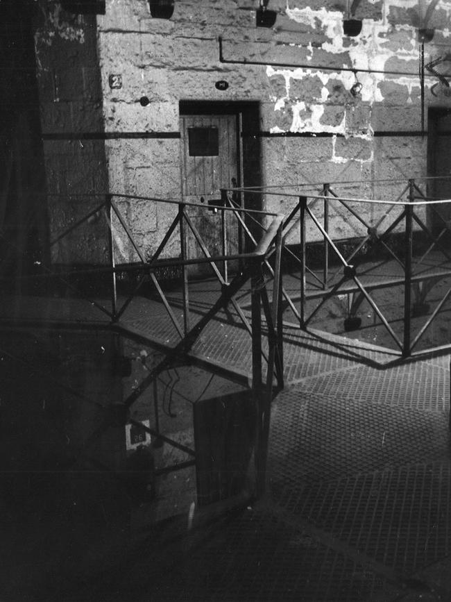 Inside the Old Melbourne Gaol in 1969.