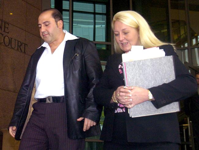 Tony Mokbel leaves Melbourne Magistrates Court with Nicola Gobbo.