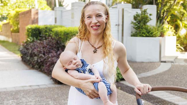 Suvi Mahonen and baby Spencer. Picture: Glenn Hunt