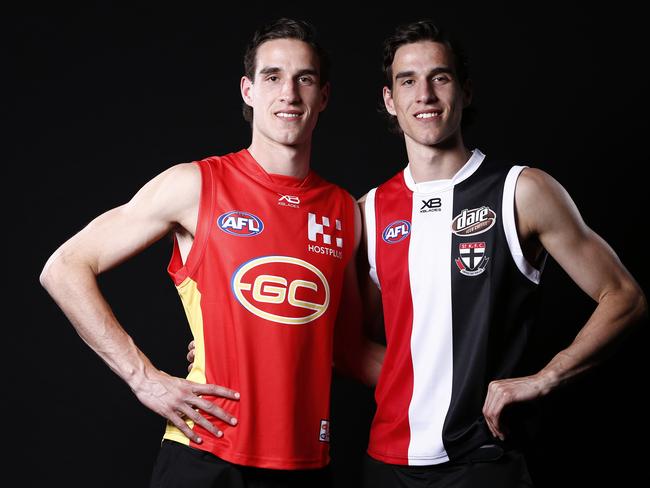 King twins Ben and Max after being drafted by Gold Coast and St Kilda respectively. Picture: AAP Image/Daniel Pockett