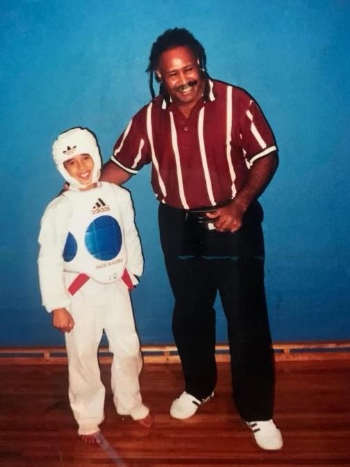 Mr Gasio with his son Damien, who says his dad was always his “protector”. Picture: Supplied