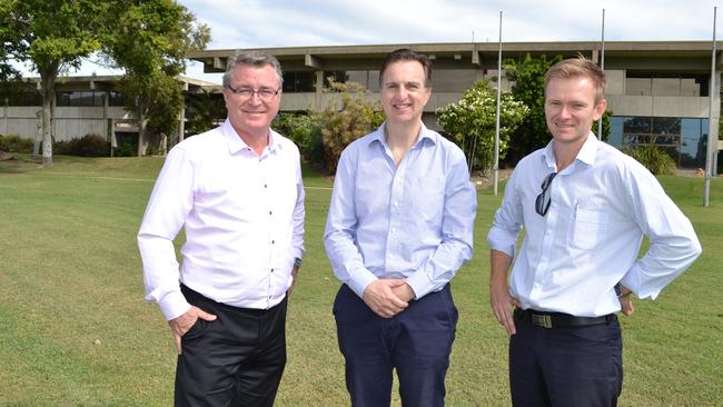 Deputy Mayor Les Walker, Eastbrooke head of business development Chris de Picot and Colliers International agent Neville Smith.